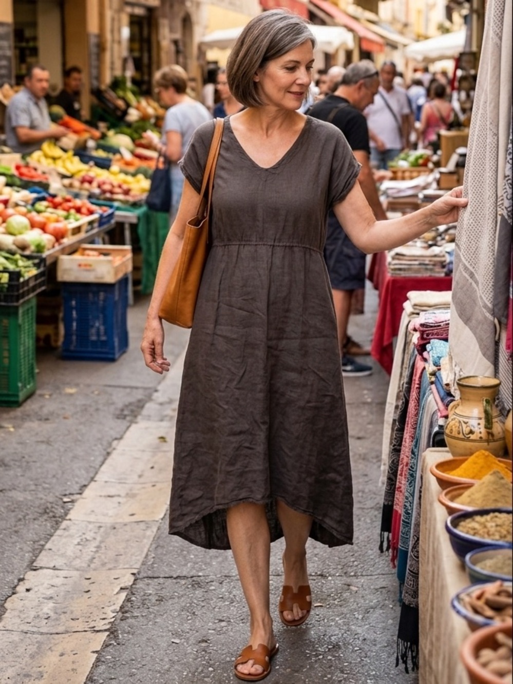 🐦‍⬛ Linen midi Dress - (unbranded)